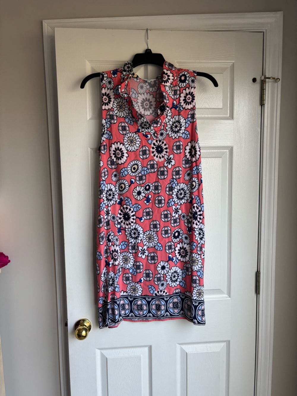 crown & ivy Coral Floral Sleeveless Shift Dress